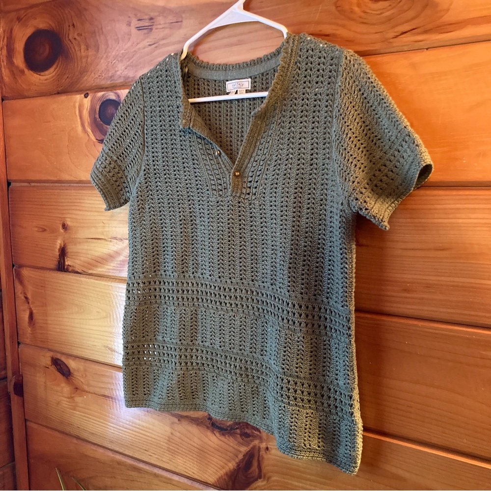 Fat Face green crochet clara top, size USA 4, excellent condition